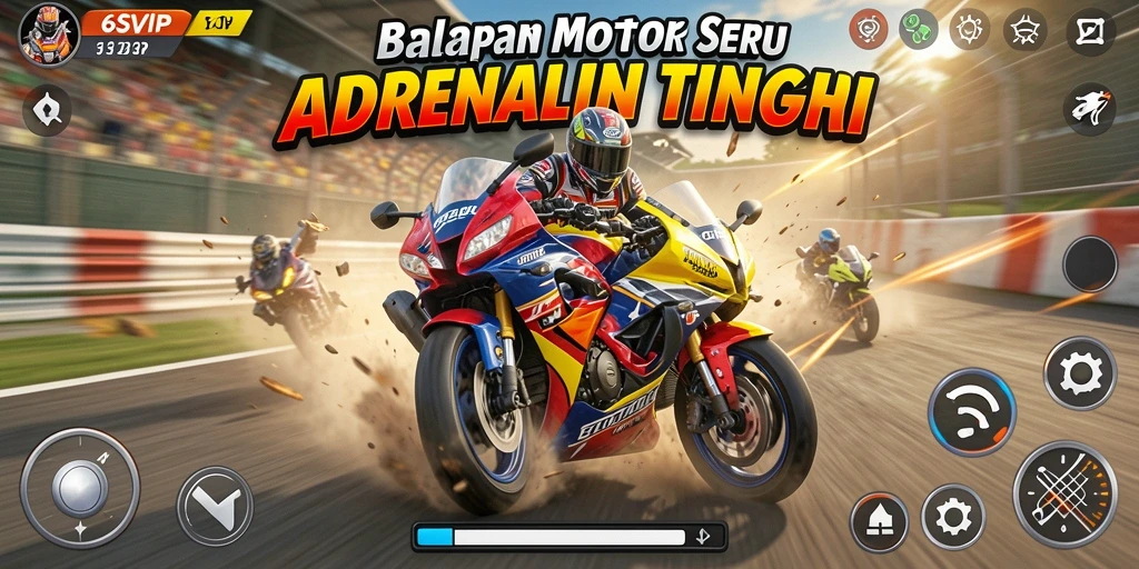 Gambaran gameplay seru dari balapan Motor Racing dalam 6SVIP.