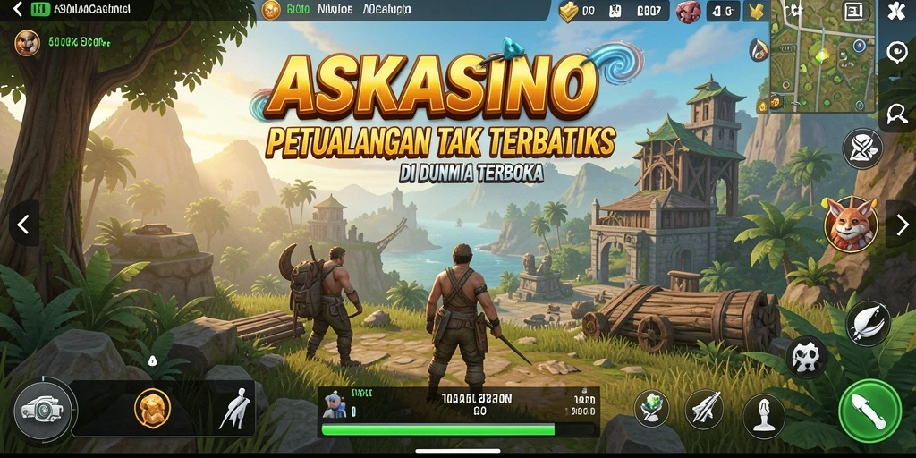 Screenshot dari gameplay ASKASINO yang menunjukkan eksplorasi dunia Open World.