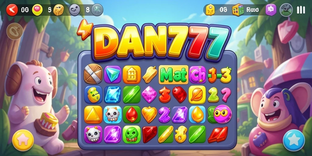 Tampilan menarik dari gameplay Match-3 di DAN777.