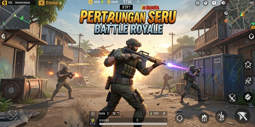 Tampilan screenshot F7F7 menampilkan aksi mendebarkan dari pertarungan Battle Royale.