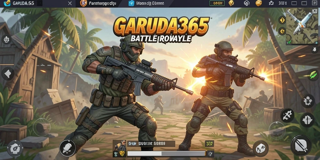 Tangkapan layar menunjukkan aksi intens dalam pertempuran Battle Royale.