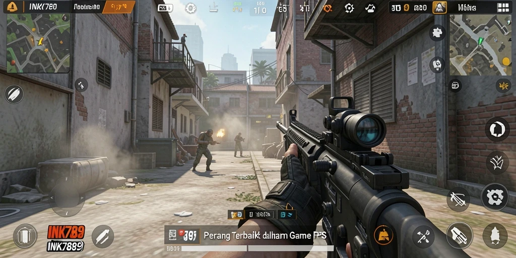 Tangkapan layar gameplay mendebarkan di INK789 dengan aksi tembak-tembakan intens.