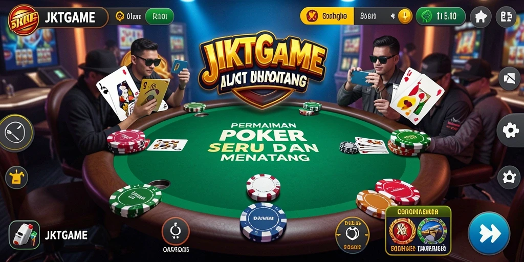 Screenshot JKTGAME menampilkan aksi seru saat bermain poker online.