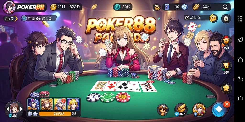 Screenshot utama POKER88 menampilkan aksi seru dalam dunia Anime.