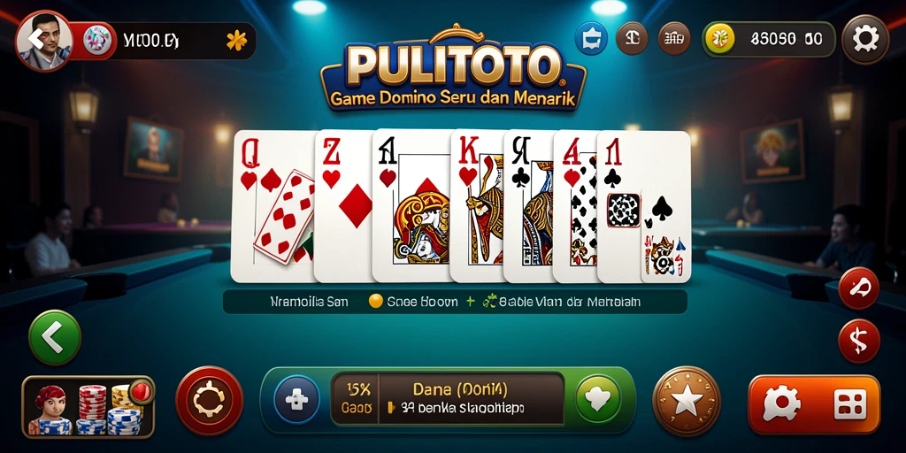 Screenshot PULITOTO menampilkan pengalaman bermain domino yang seru.