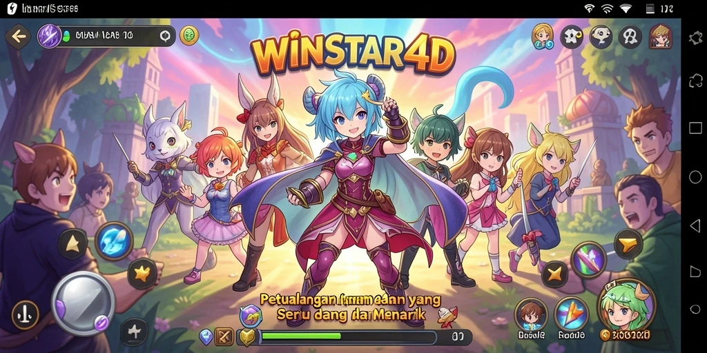 Screenshot gameplay WINSTAR4D menampilkan karakter Anime yang beraksi.