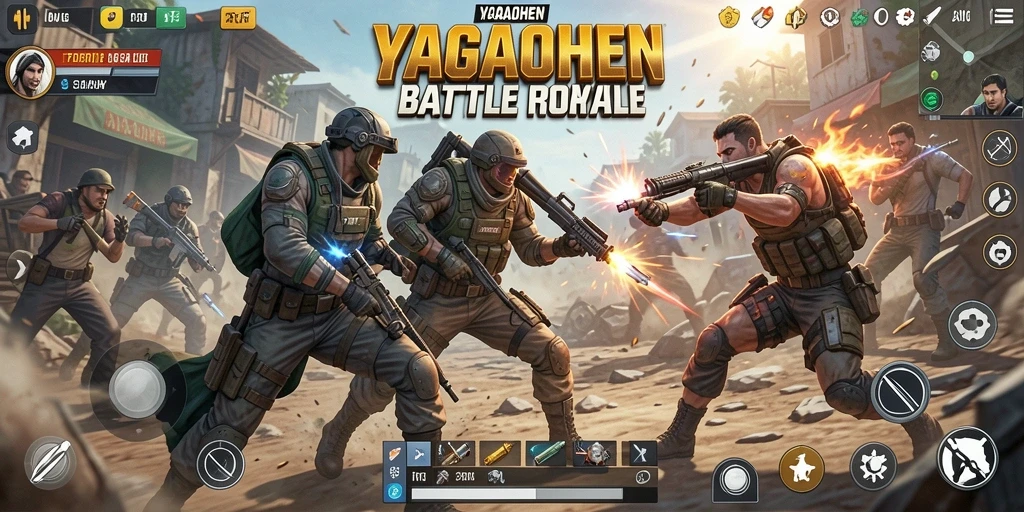 Screenshot gameplay YAGAOHEN menampilkan aksi intens Battle Royale.